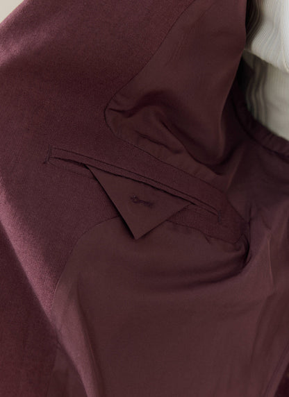 Men's Burgundy Tailored Blazer - Linen Blend