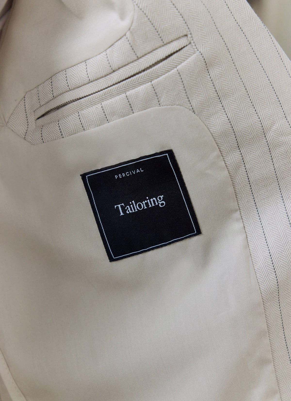 Men's Tailored Pin Stripe Blazer - Cream - Linen Blend