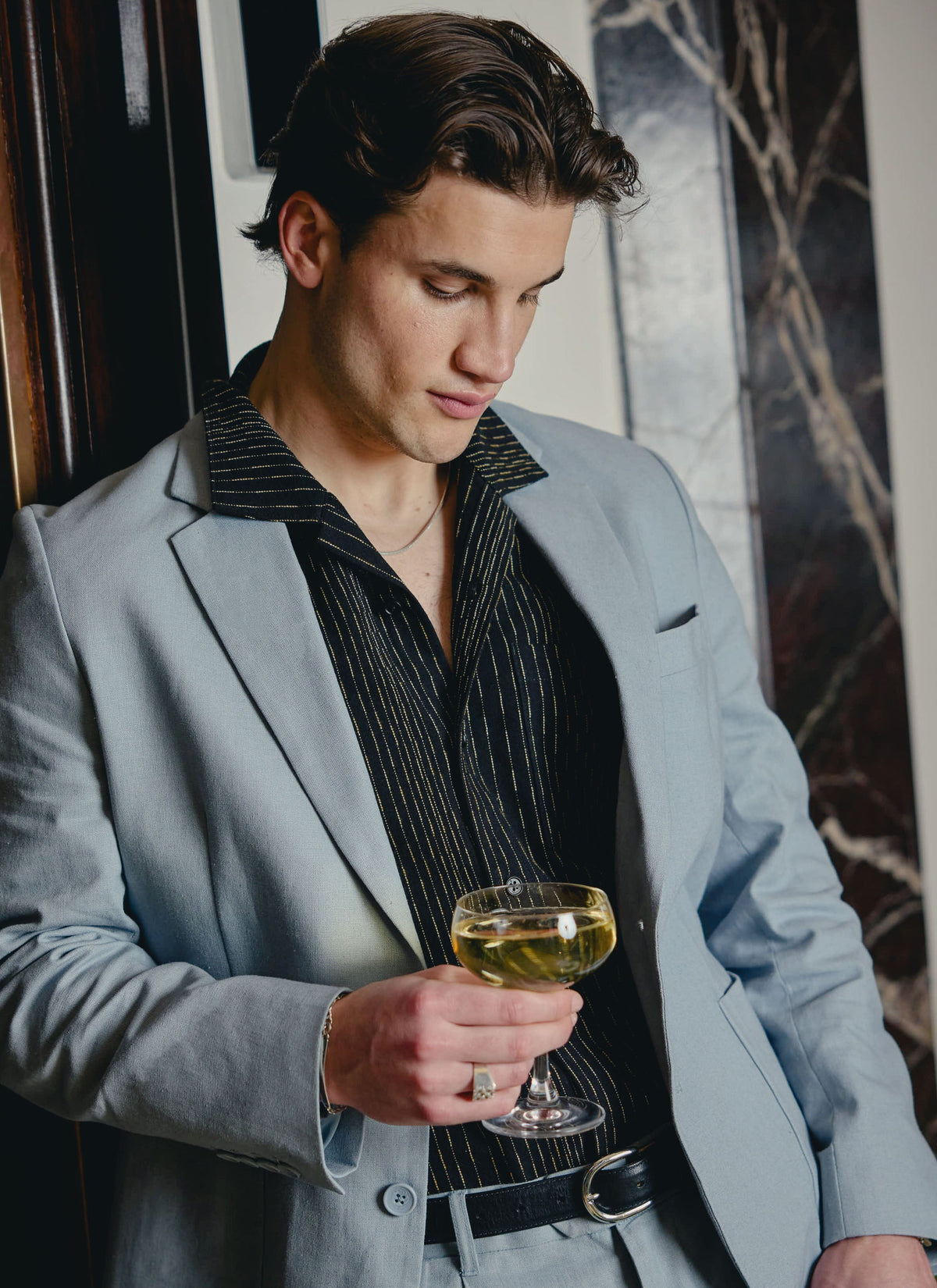 Percival Men's Linen Blazer - Wedding Suit Jacket - Light Blue