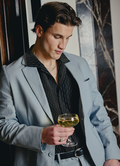 Percival Men's Linen Blazer - Wedding Suit Jacket - Light Blue