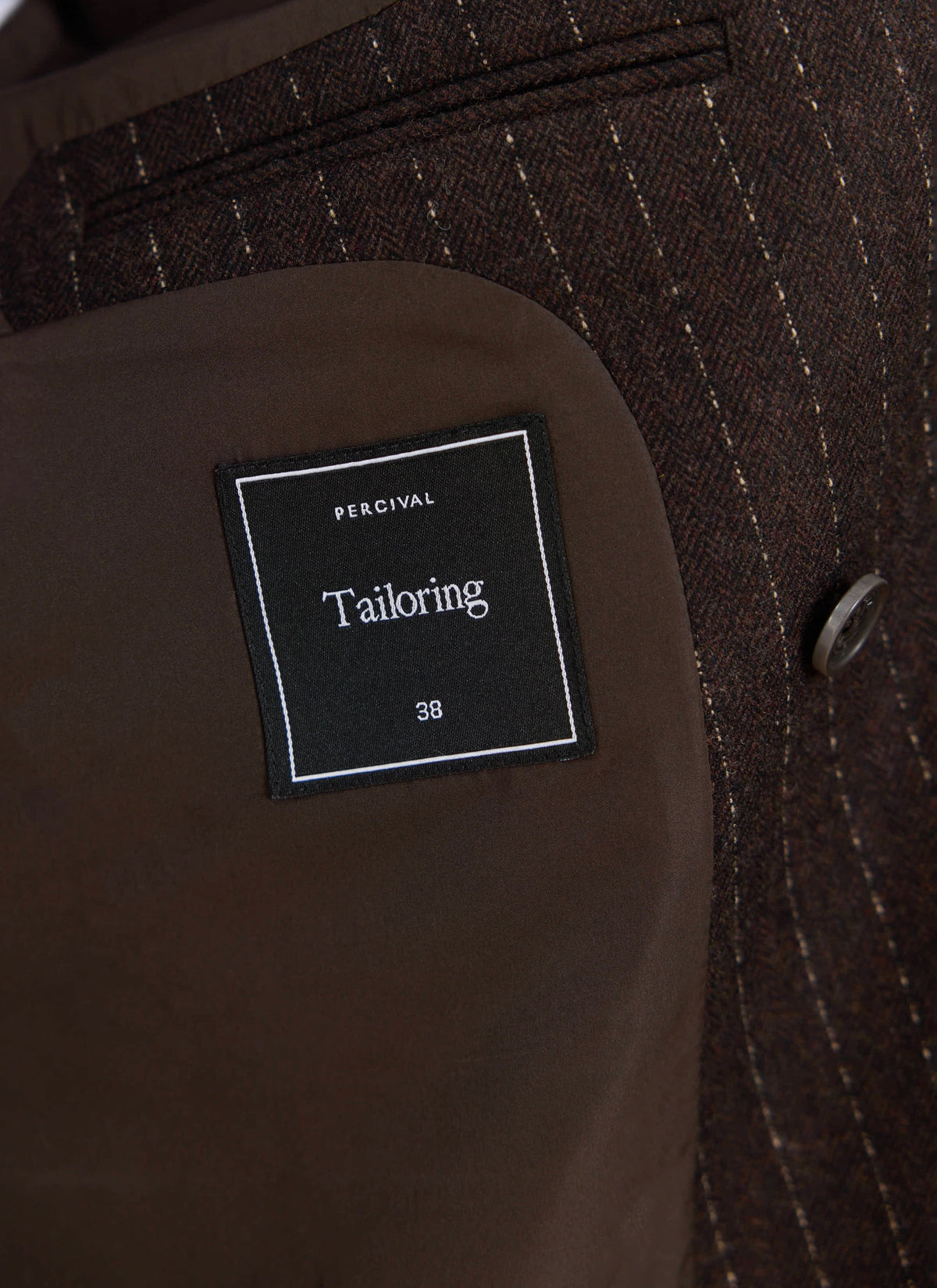 Men's Pinstripe Double Breasted Blazer - Wool - Brown - Percival