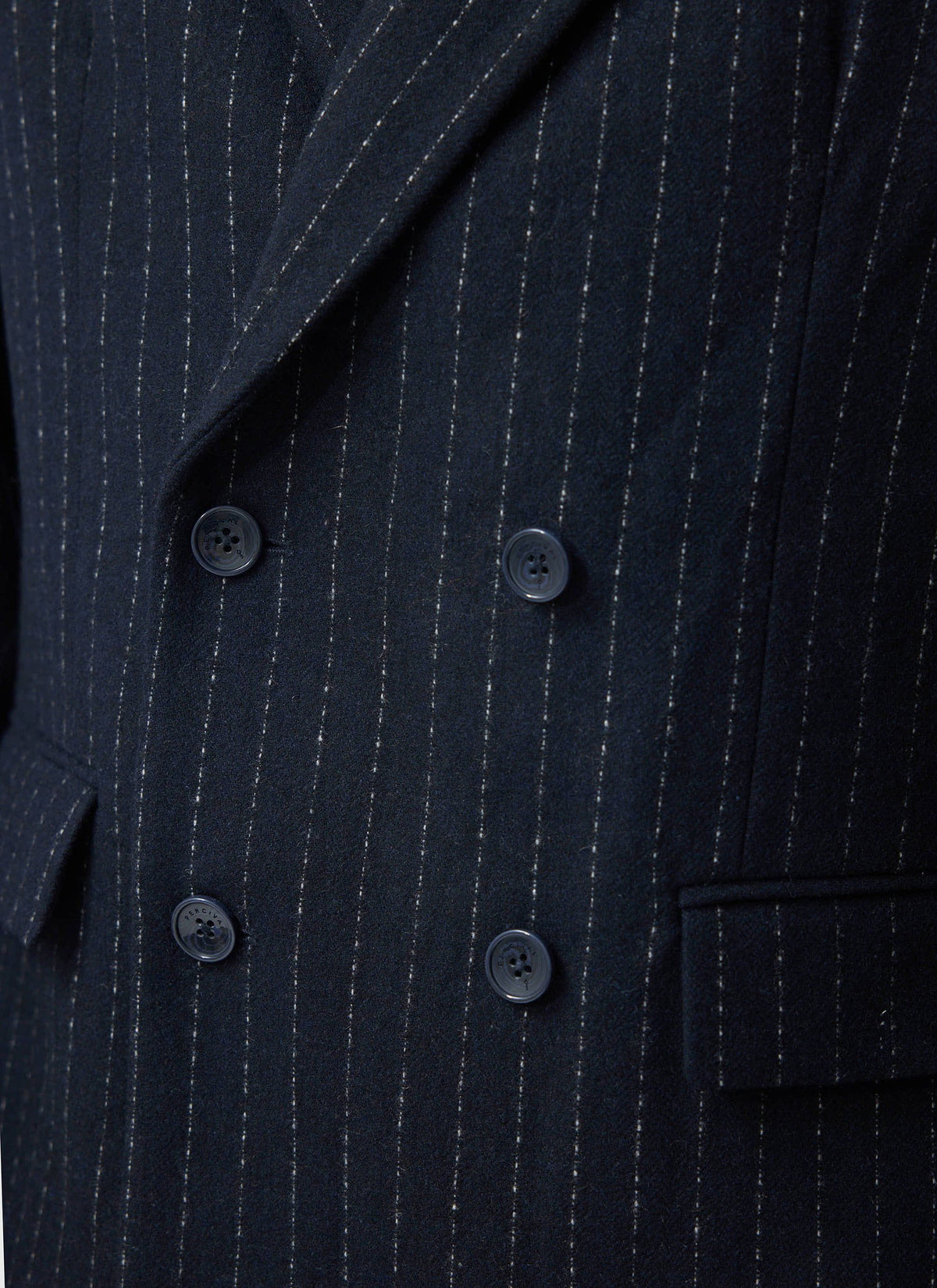 Textured Stripe Double Breasted Blazer - Navy