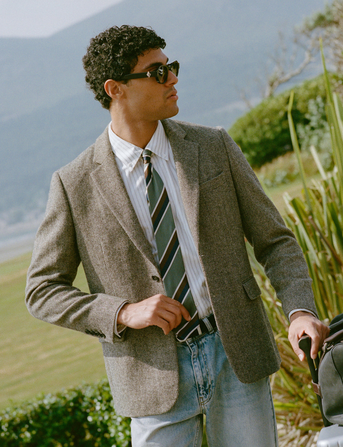 Men's Birdseye Wool Tailored Blazer - Suit Jacket - Grey - Percival
