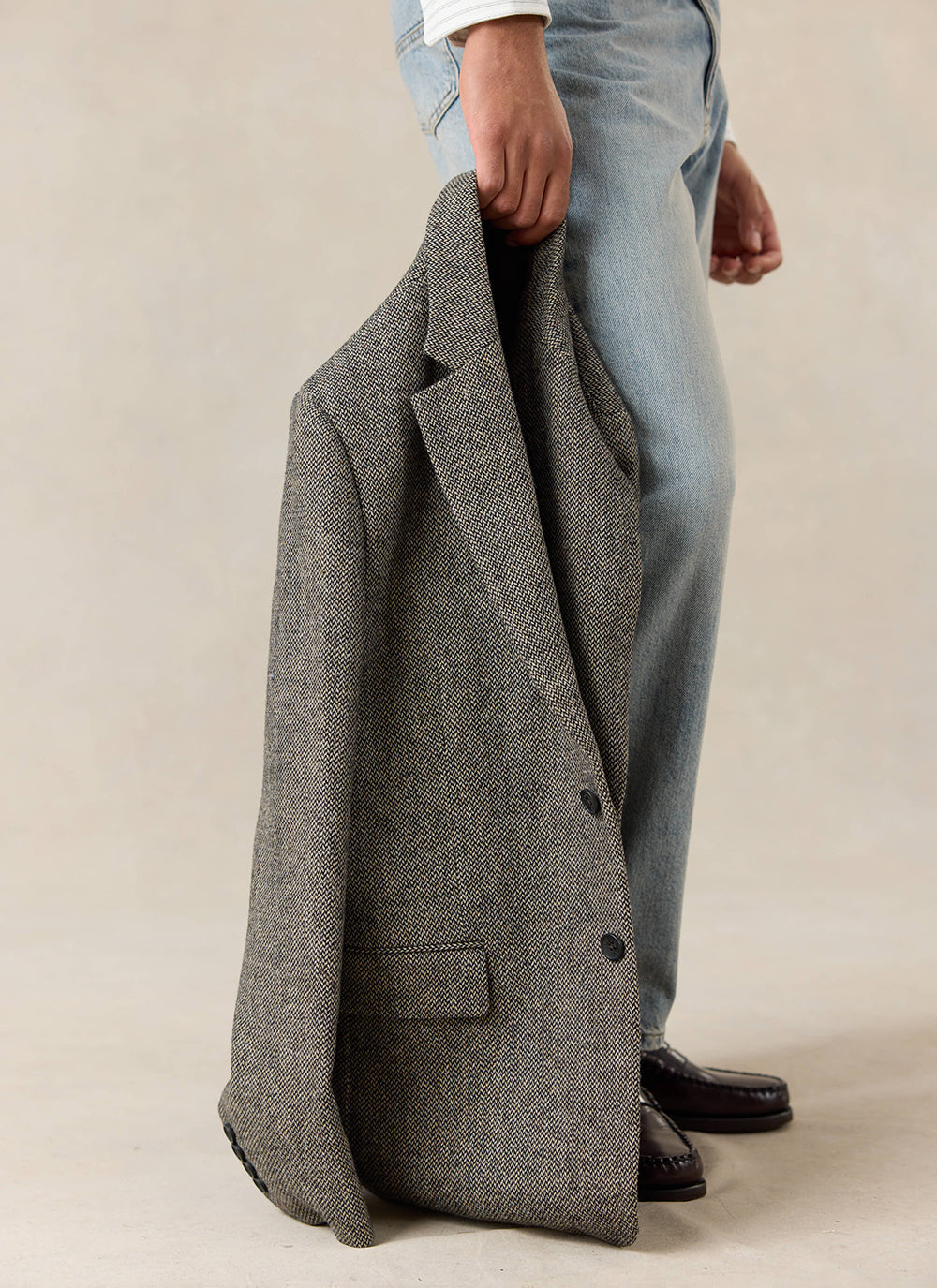 Men's Birdseye Wool Tailored Blazer - Suit Jacket - Grey - Percival