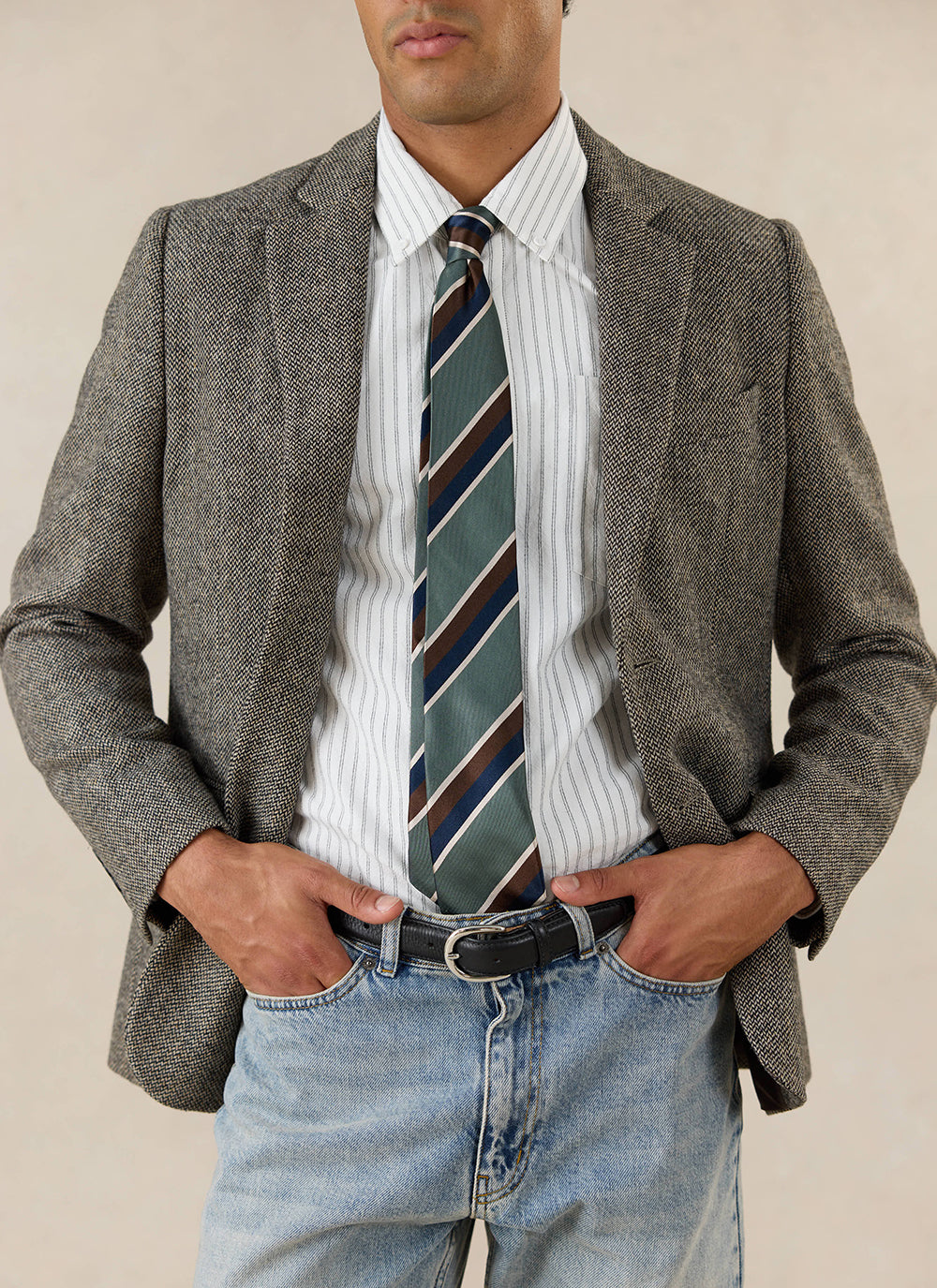 Men's Birdseye Wool Tailored Blazer - Suit Jacket - Grey - Percival