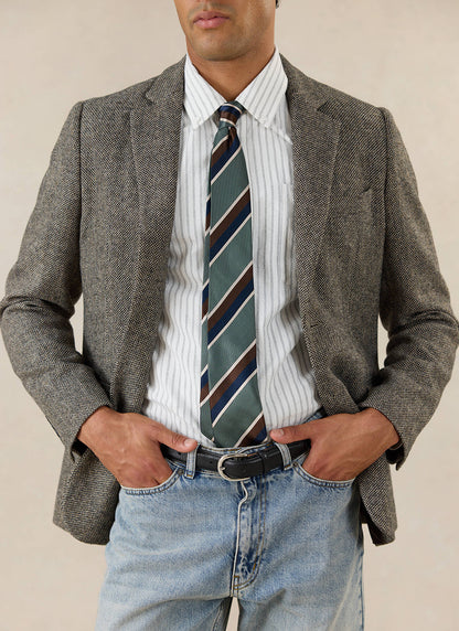 Men's Birdseye Wool Tailored Blazer - Suit Jacket - Grey - Percival