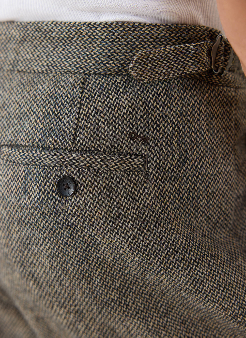 Men's Double Pleated Tailored Trousers - Grey Birdseye Wool - Percival