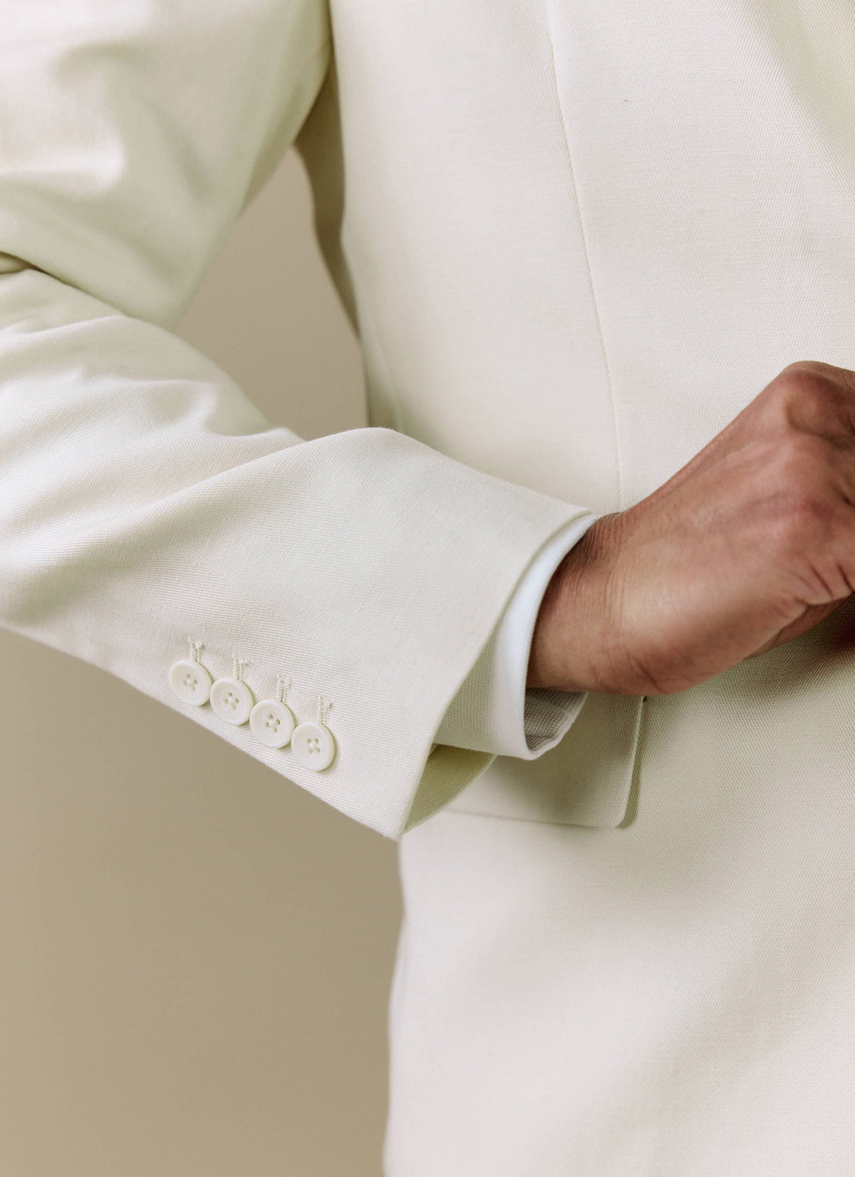 Men's 3 Button Blazer - Cream Suit Jacket - Lyocell