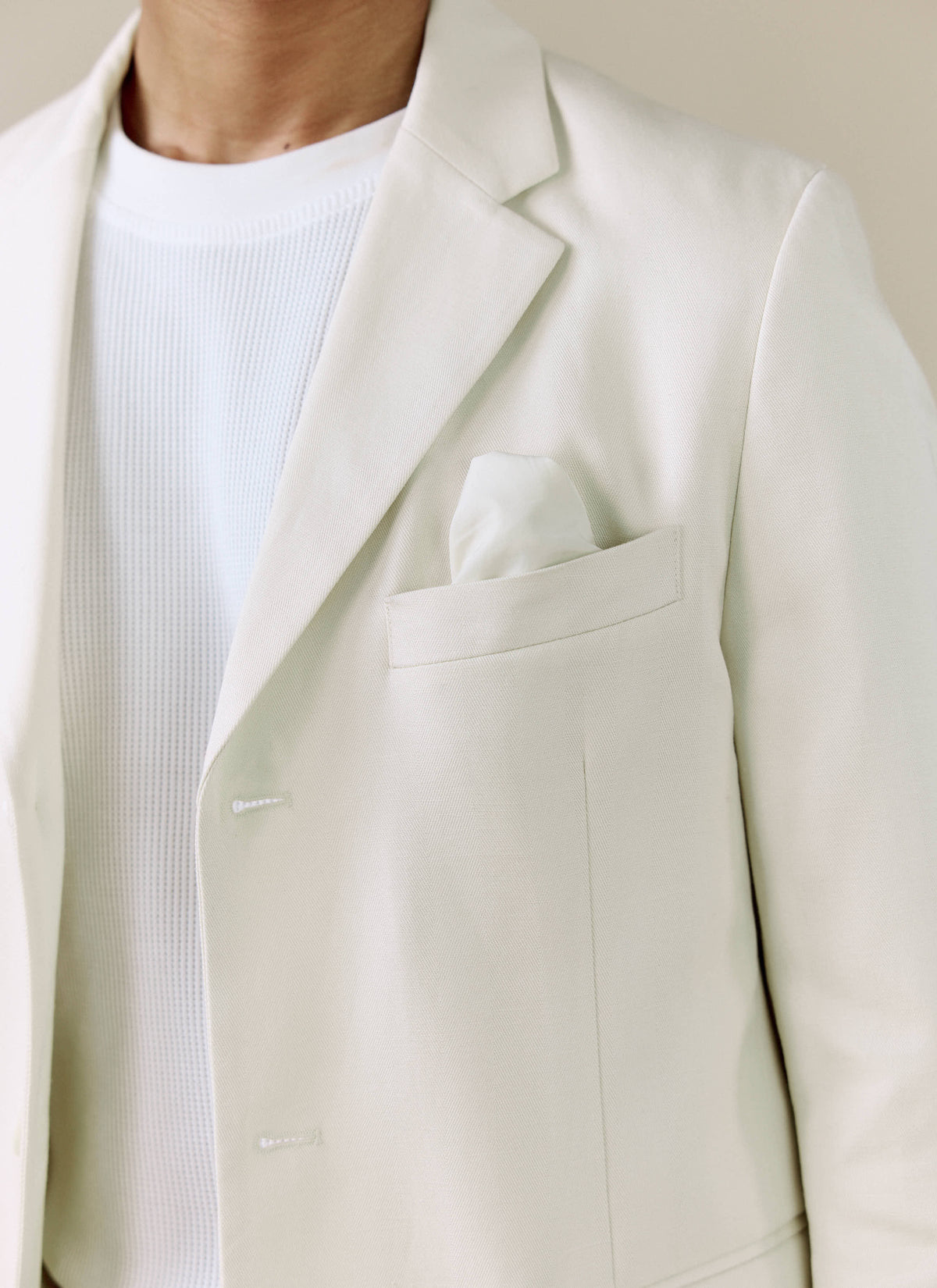Men's 3 Button Blazer - Cream Suit Jacket - Lyocell