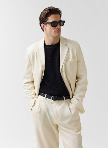 Men's 3 Button Blazer - Cream Suit Jacket - Lyocell