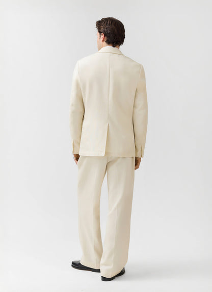 Men's 3 Button Blazer - Cream Suit Jacket - Lyocell