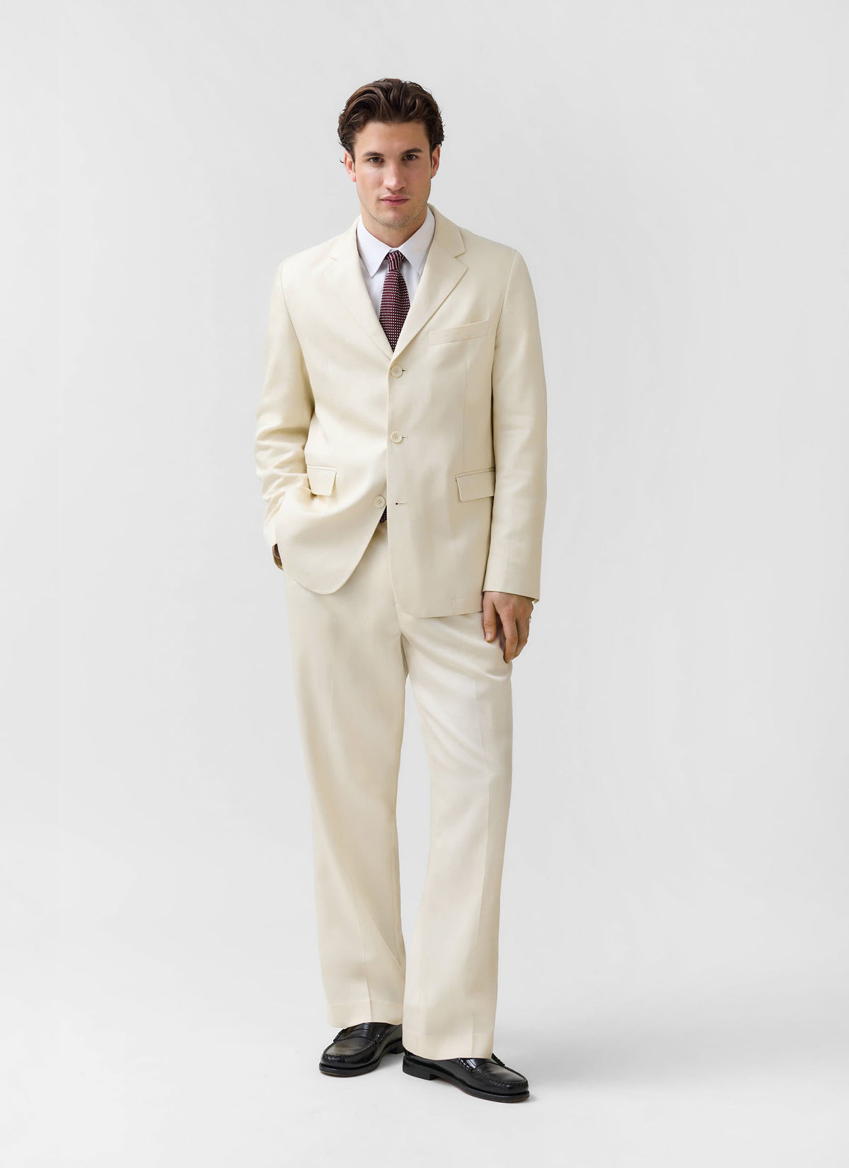 Men's 3 Button Blazer - Cream Suit Jacket - Lyocell