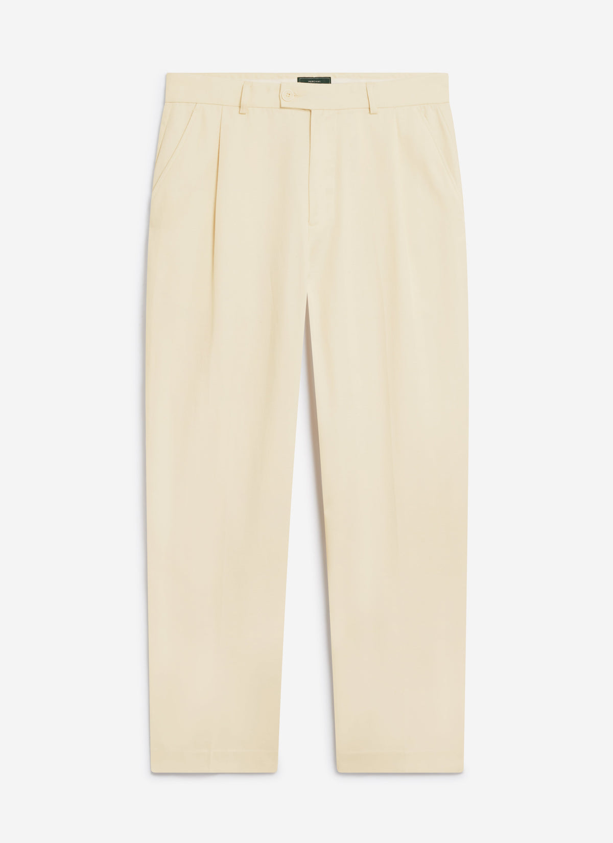 Men's Pleated Trousers - Relaxed Fit - Cream - Lyocell