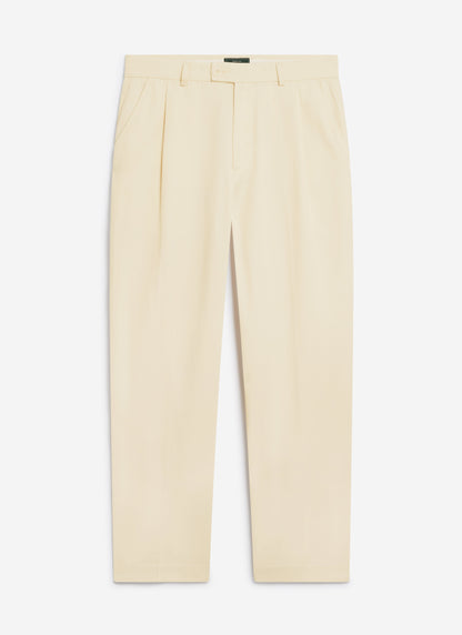 Men's Pleated Trousers - Relaxed Fit - Cream - Lyocell