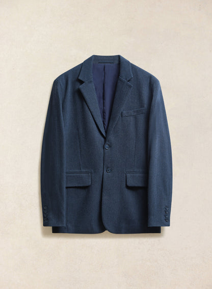 Men's Navy Herringbone Wool Blazer - Suit Jacket - Percival