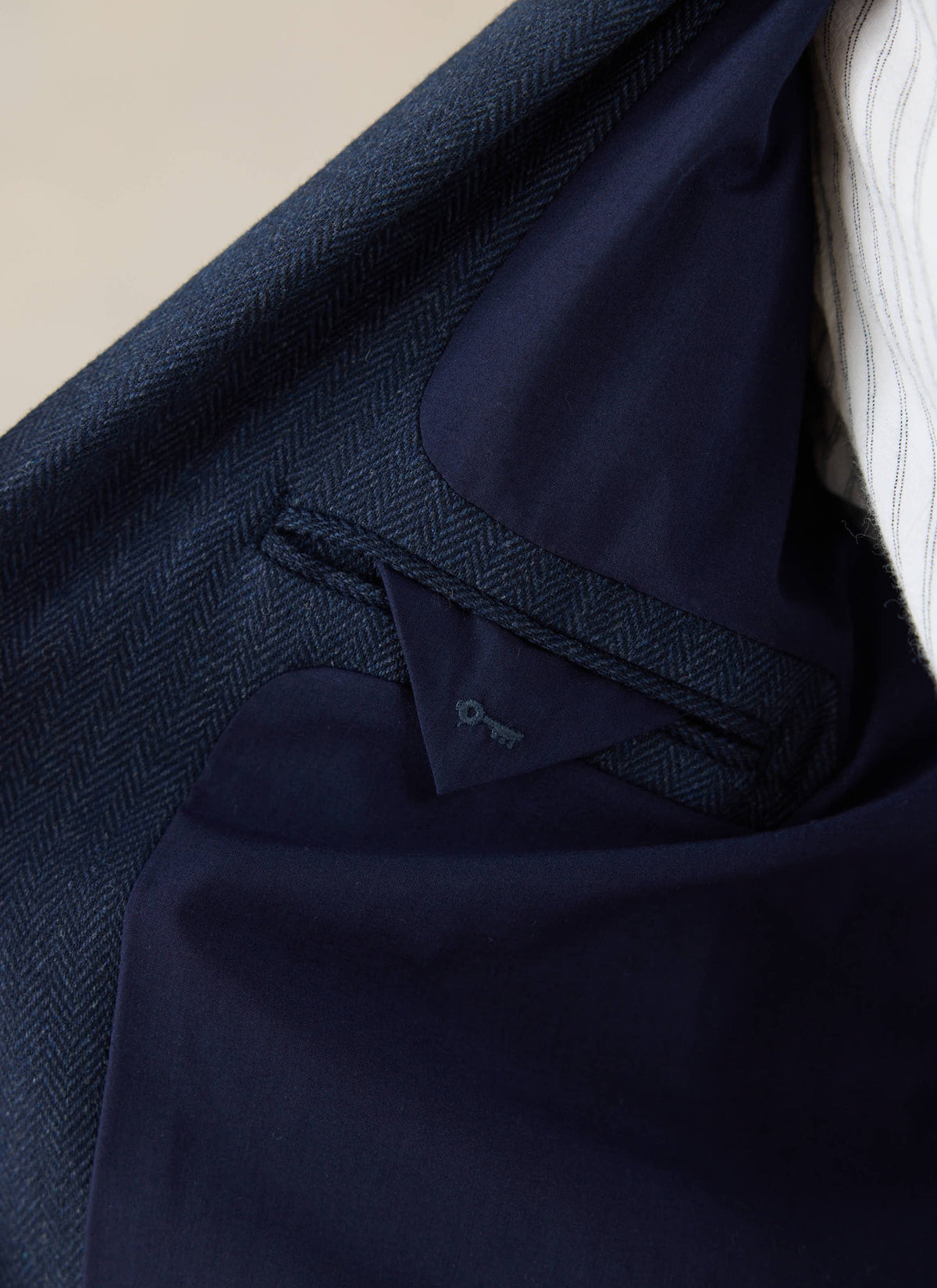 Men's Navy Herringbone Wool Blazer - Suit Jacket - Percival