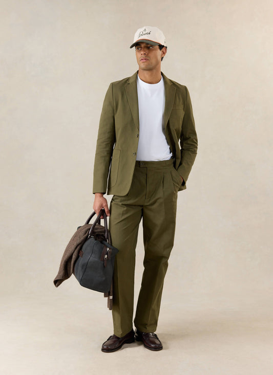 Men's Tailored Moleskin Blazer - Suit Jacket - Forest Green - Percival
