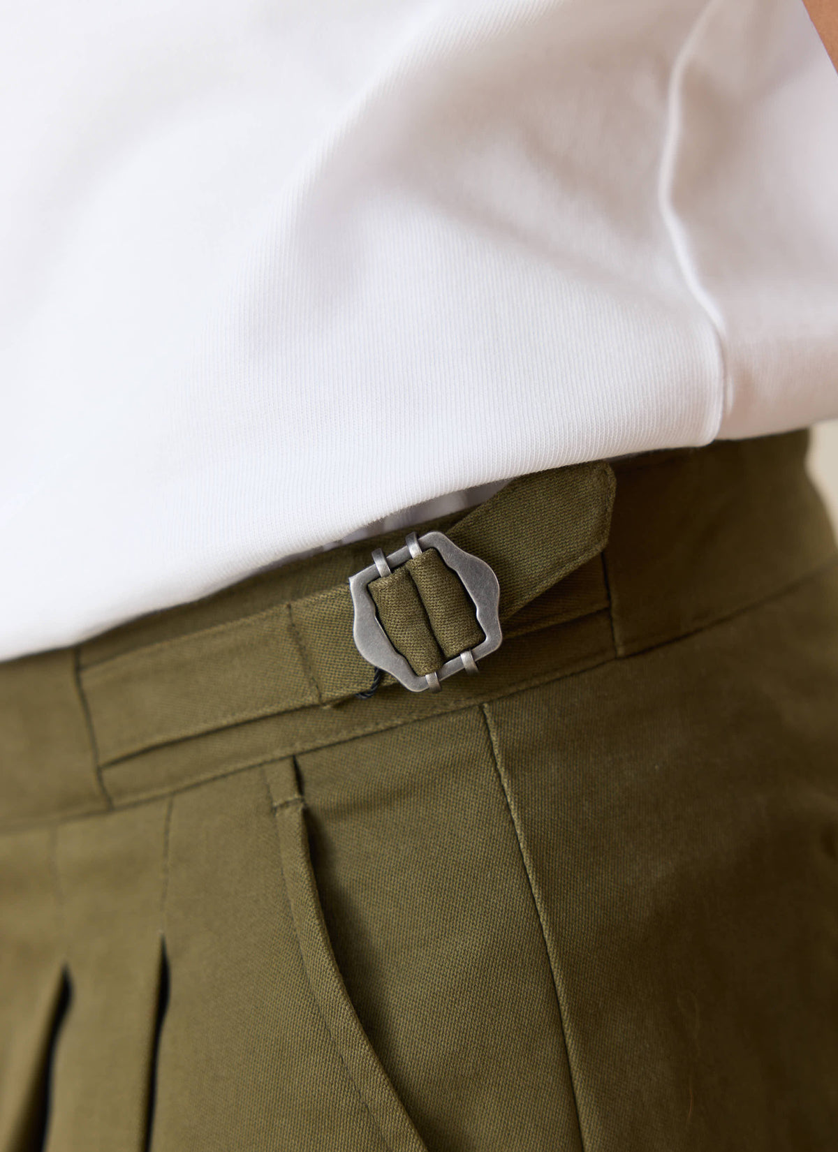 Men's Double Pleated Trousers - Brushed Moleskin - Forest Green - Percival
