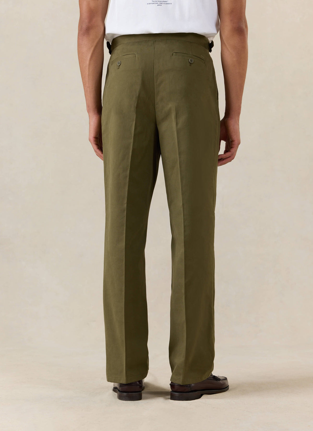 Men's Double Pleated Trousers - Brushed Moleskin - Forest Green - Percival