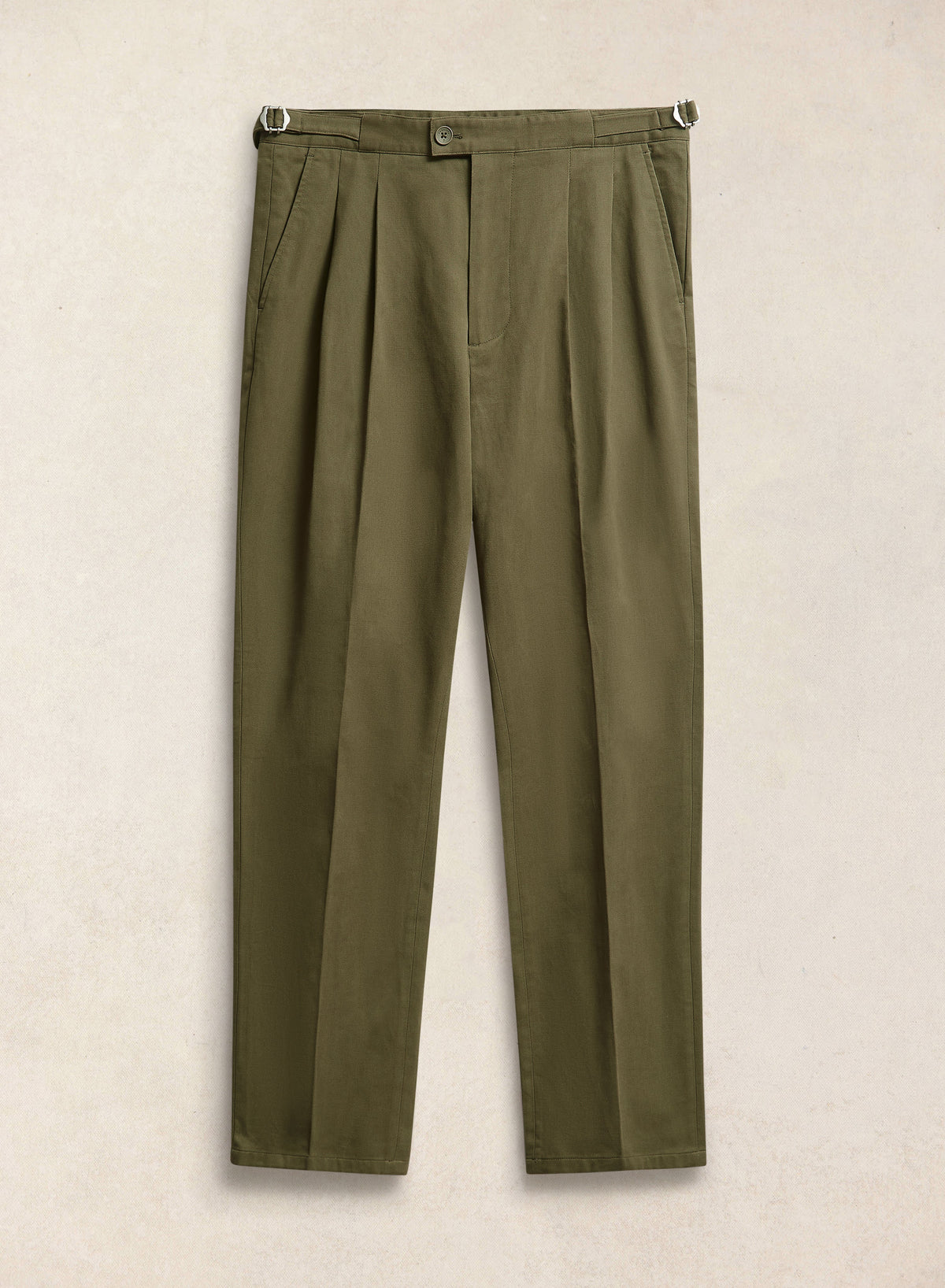Men's Double Pleated Trousers - Brushed Moleskin - Forest Green - Percival
