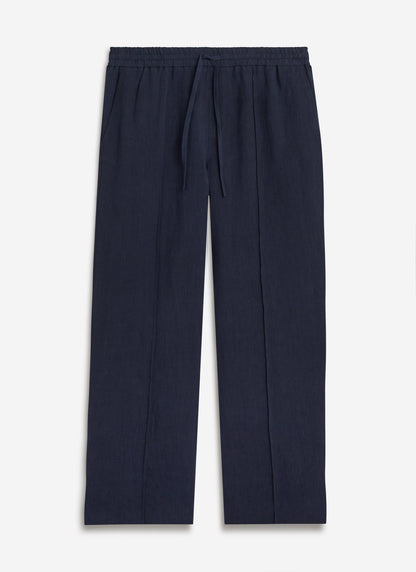 Men's Linen Trousers - Lorena Wide Leg - Navy Blue