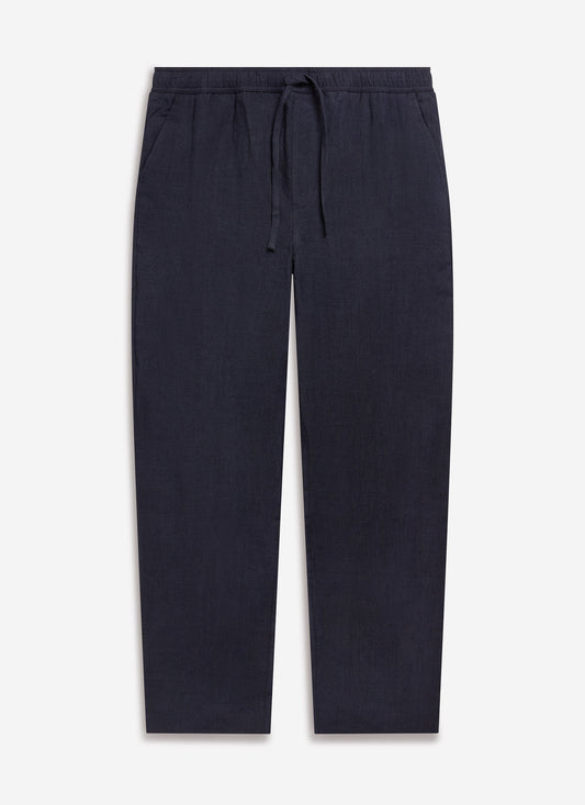 Men's Linen Trousers - Wide Leg - Navy