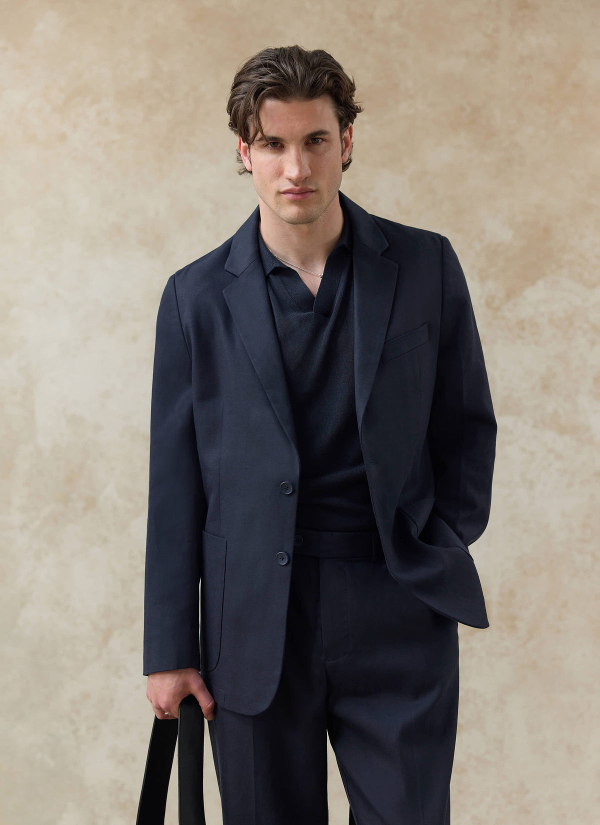 Men's Regular Fit Suit - Suit Blazer - Navy Blue - Lyocell