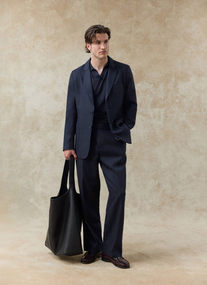 Men's Regular Fit Suit - Suit Blazer - Navy Blue - Lyocell