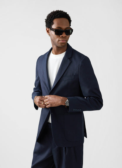 Men's Regular Fit Suit - Suit Blazer - Navy Blue - Lyocell