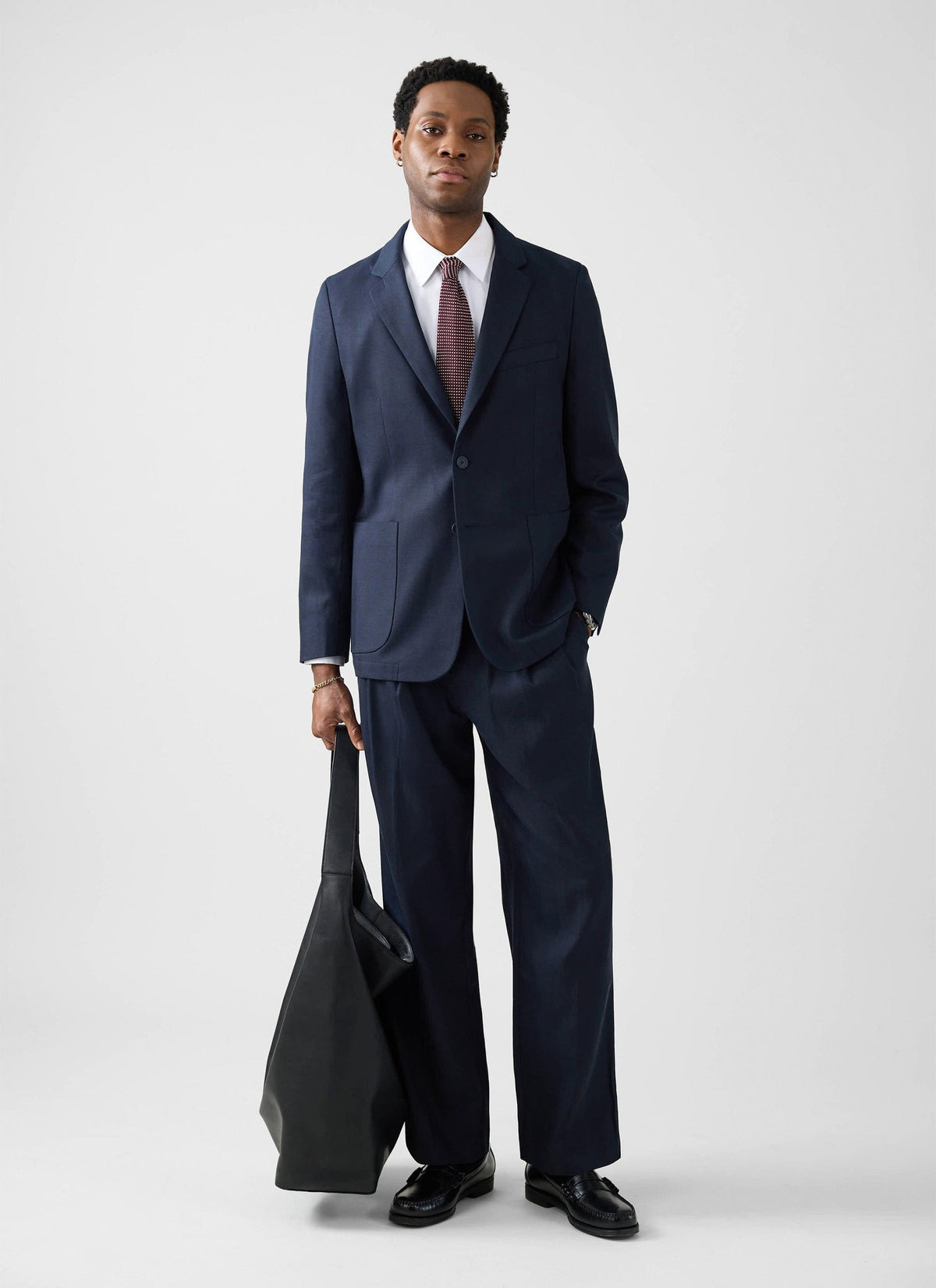 Men's Regular Fit Suit - Suit Blazer - Navy Blue - Lyocell