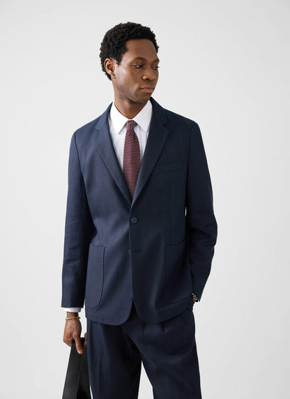 Men's Regular Fit Suit - Suit Blazer - Navy Blue - Lyocell