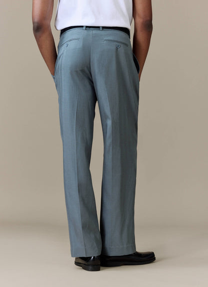 Men's Pleated Trousers - Relaxed Fit - Slate Blue - Lyocell