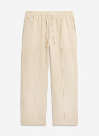 Men's Linen Trousers - Lorena Wide Leg - Cream