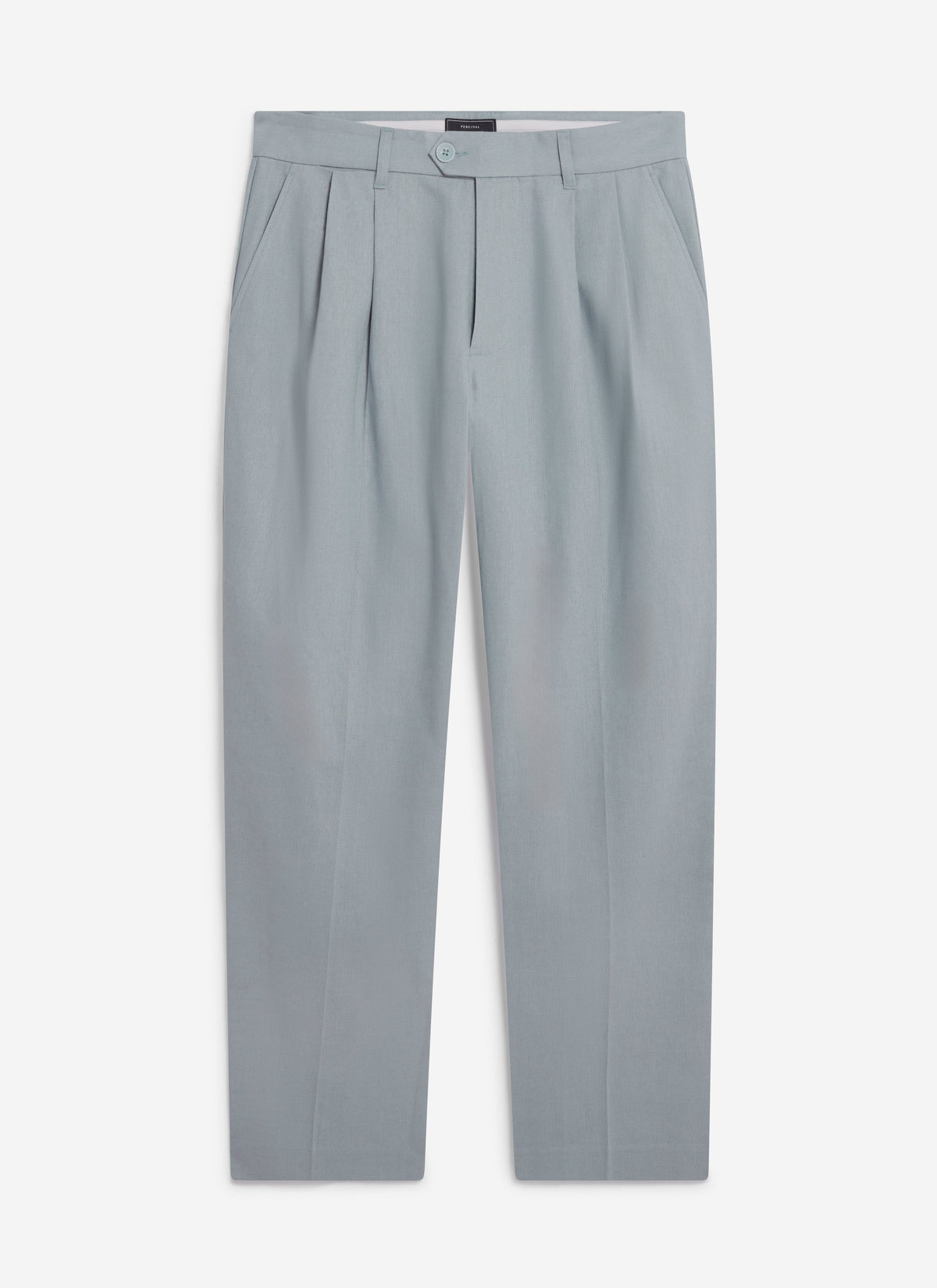 Men's Pleated Trousers - Tailored Linen Suits - Light Blue