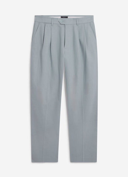 Men's Pleated Trousers - Tailored Linen Suits - Light Blue