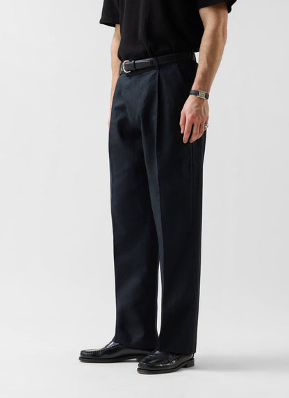 Wide Leg Trousers - Linen - Black