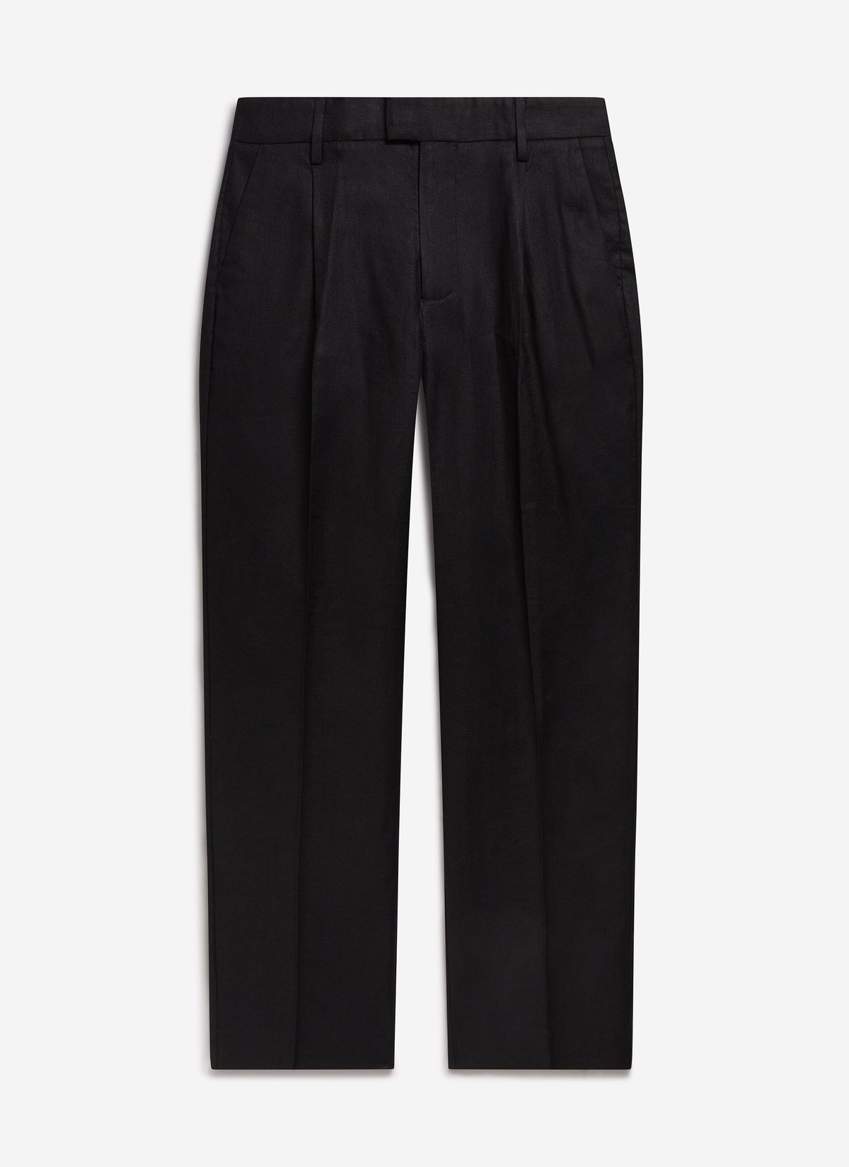 Wide Leg Trousers - Linen - Black