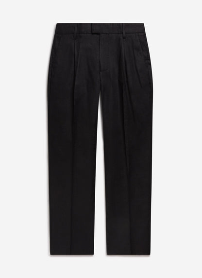Wide Leg Trousers - Linen - Black