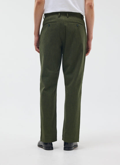 Men's Pleated Suit Trousers - Houndstooth Forest Green