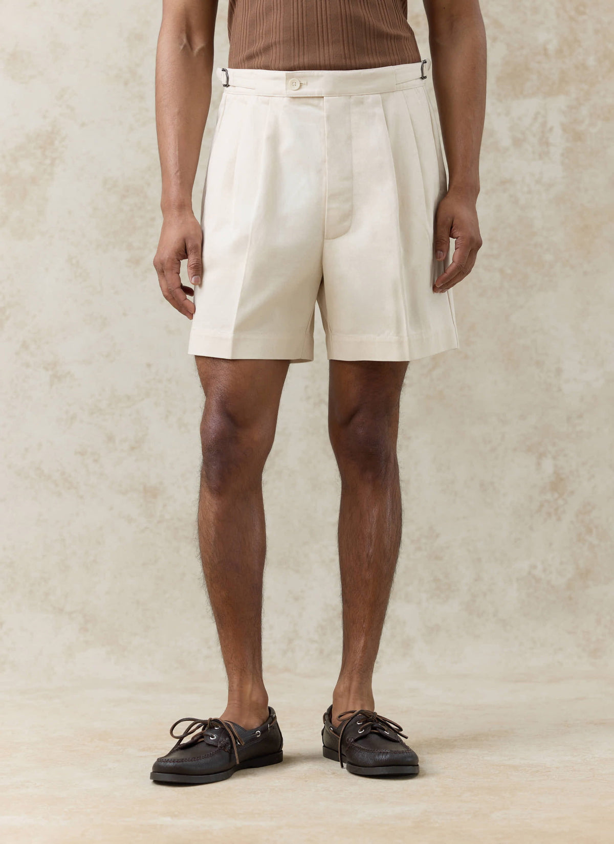 Men's Pleated Tailored Shorts - Blake - Cotton - Cream