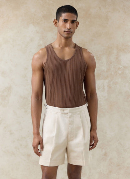 Men's Pleated Tailored Shorts - Blake - Cotton - Cream