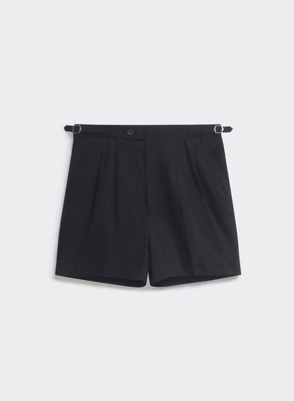 Men's Double Pleated Black Shorts - Blake - Cotton
