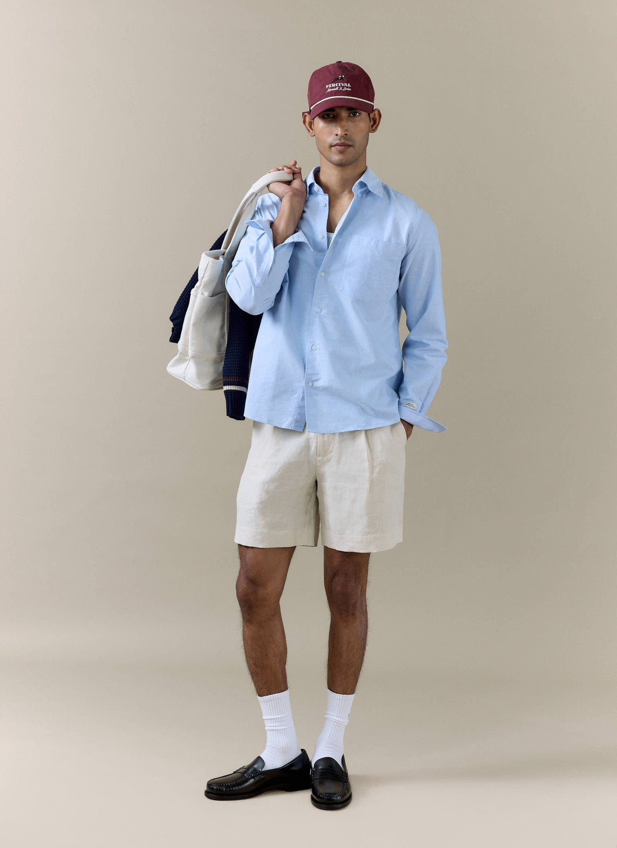 Men's Pleated Linen Tailored Shorts - Cream