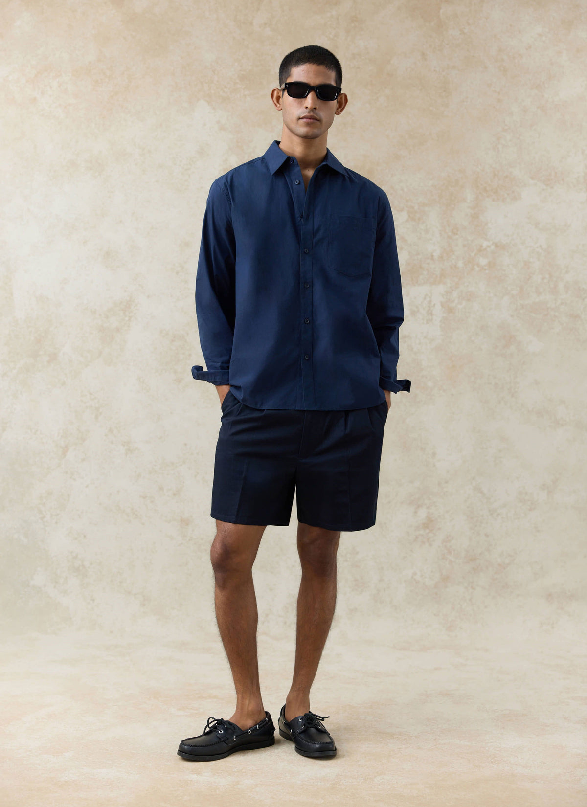 Men's Pleated Tailored Shorts - Blake - Cotton - Navy