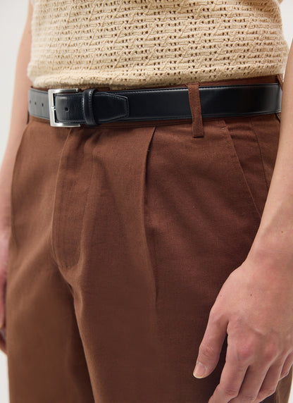 Pleated Linen Shorts - Brown