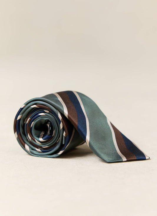 Men's Forest Silk Stripe Tie - Multi Stripe - Percival