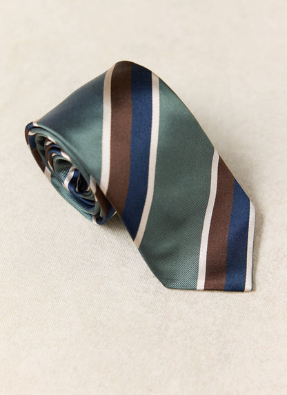 Men's Forest Silk Stripe Tie - Multi Stripe - Percival