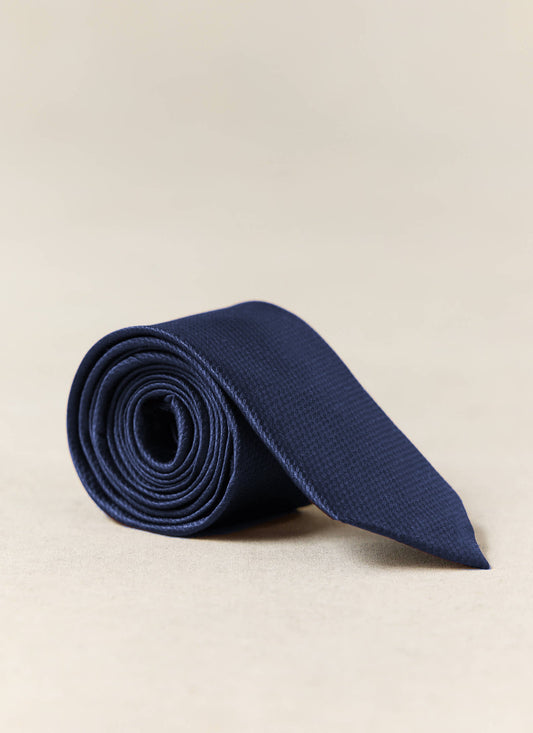Men's Silk Grenadine Tie - Navy - Percival