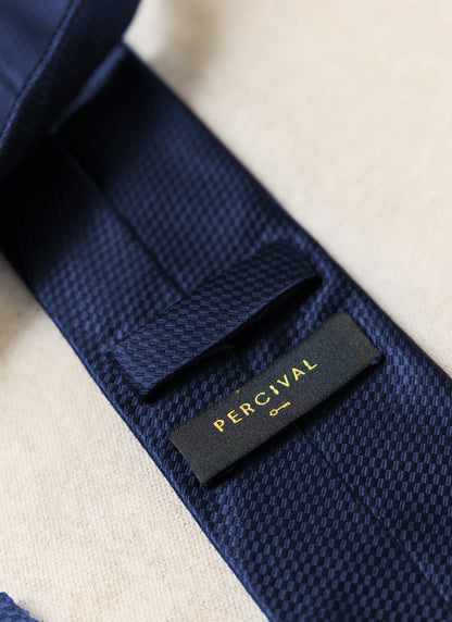 Men's Silk Grenadine Tie - Navy - Percival