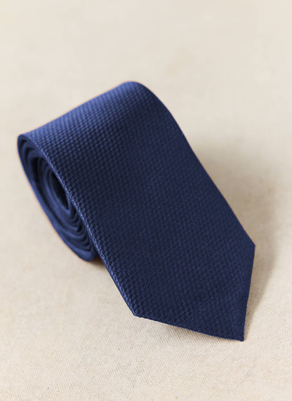 Men's Silk Grenadine Tie - Navy - Percival